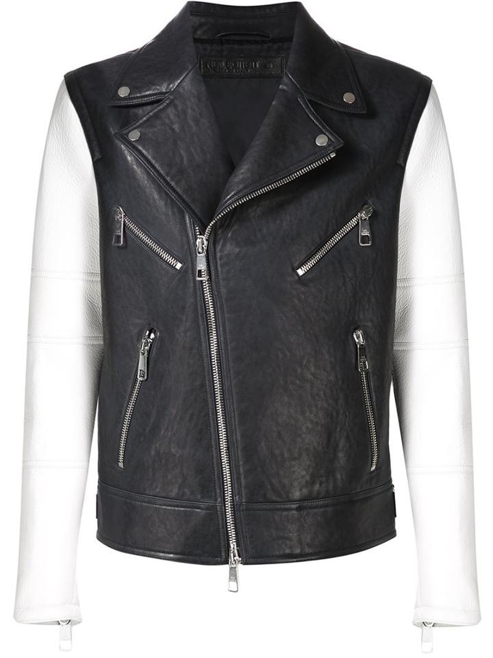 Neil Barrett Contrast Sleeve Biker Jacket