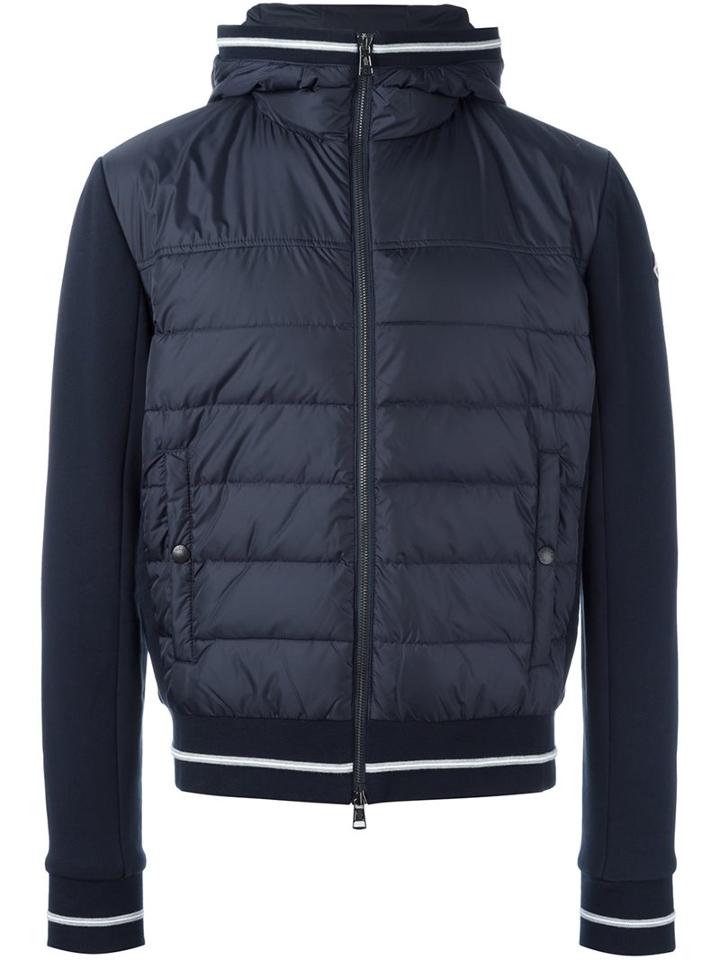 Moncler Hooded Padded Jacket, Men's, Size: Large, Blue, Cotton/polyamide/goose Down