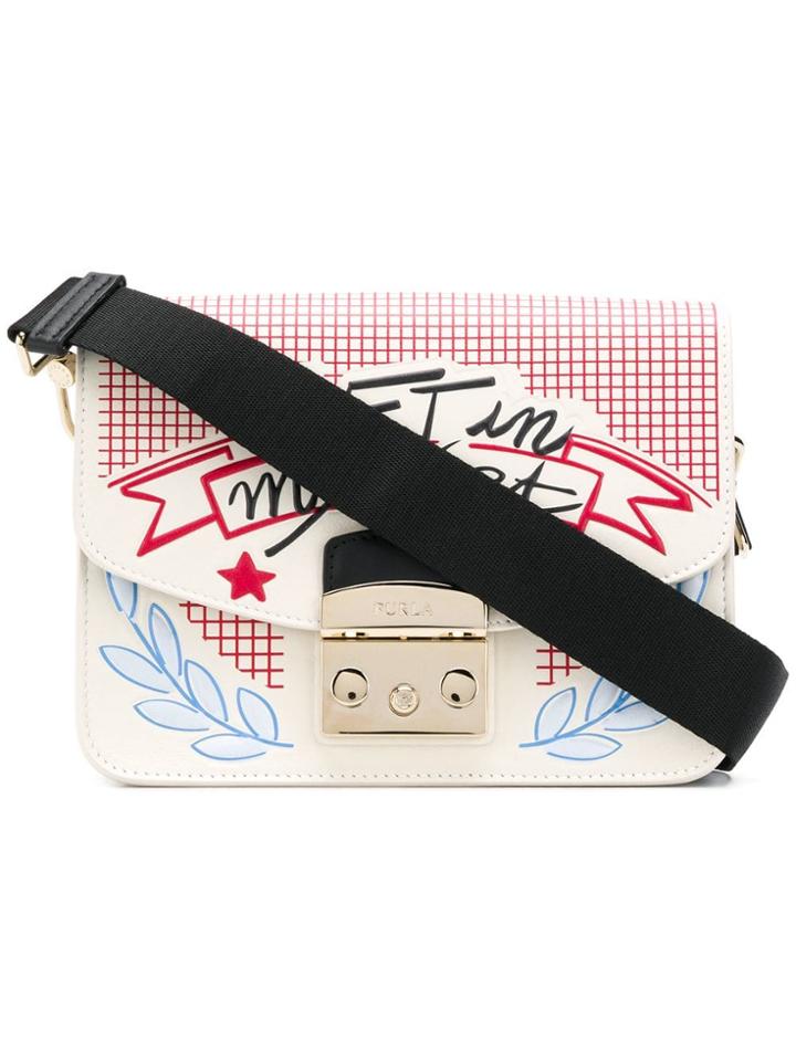 Furla Front Message Crossbody Bag - White
