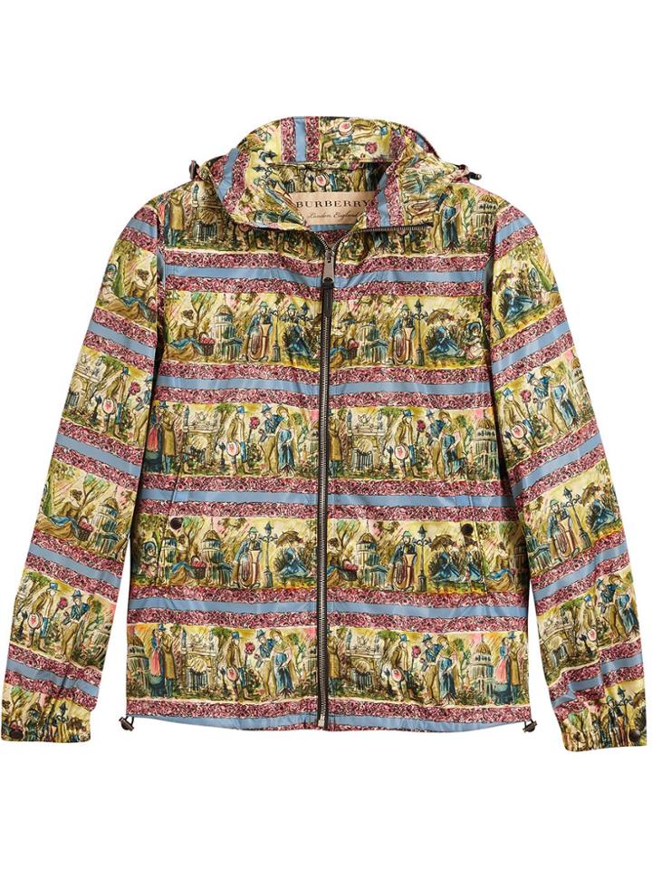 Burberry Figurative Print Lightweight Technical Hooded Jacket - Green