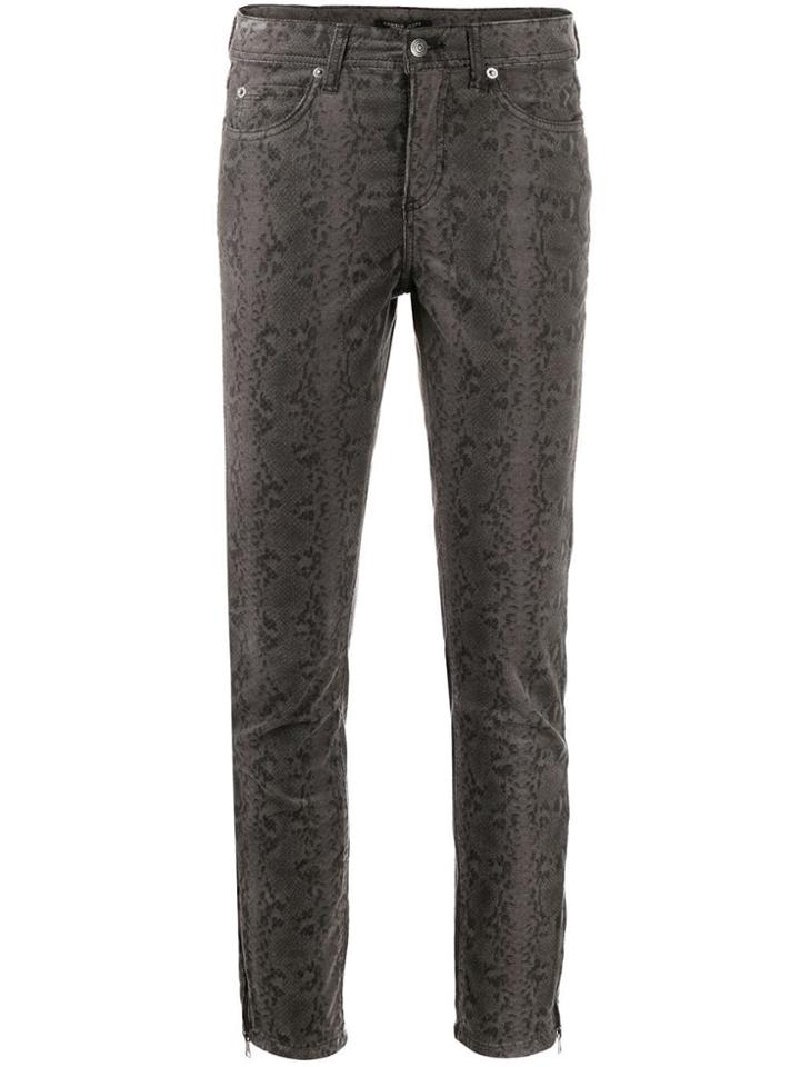 Cambio Snakeskin Print Skinny Jeans - Grey