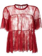 Philosophy Di Lorenzo Serafini Ruffled Sheer Blouse, Women's, Size: 40, Red, Polyamide