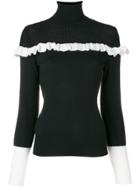 Moschino Contrast Frill Jumper - Black