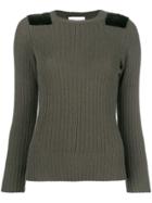 Officine Generale Shoulder Patch Ribbed Sweater - Green