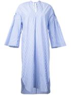Muveil - Striped Bell Sleeve Dress - Women - Cotton - 36, Blue, Cotton