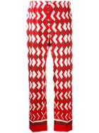 F.r.s For Restless Sleepers - Chevron Print Trousers - Women - Silk - L, Red, Silk