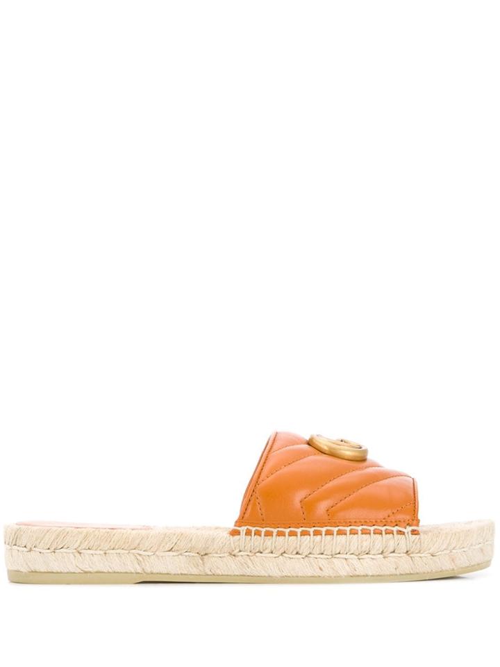 Gucci Gg Logo Espadrille Style Sandals - Brown
