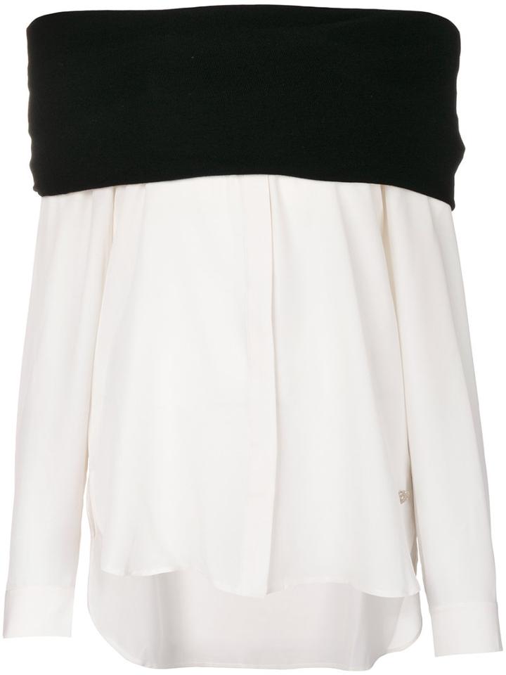 Twin-set - Contrast Knitted Blouse Top - Women - Polyester/wool - M, Nude/neutrals, Polyester/wool