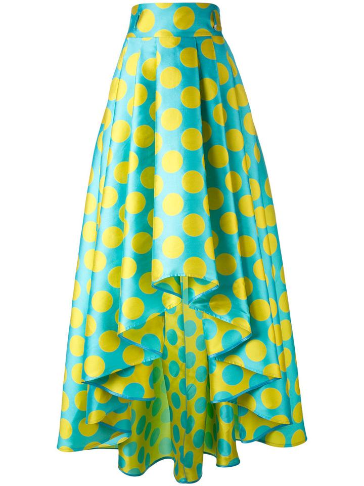 Ultràchic - Asymmetric Polka Dot Skirt - Women - Silk/polyester - 38, Blue, Silk/polyester