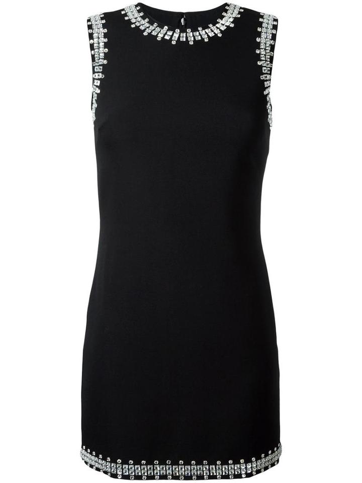 Givenchy Embellished Trim Shift Dress, Women's, Size: 36, Black, Wool/acetate/silk