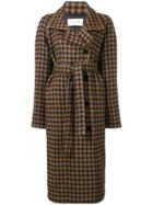Lemaire Check Belted Coat - Brown