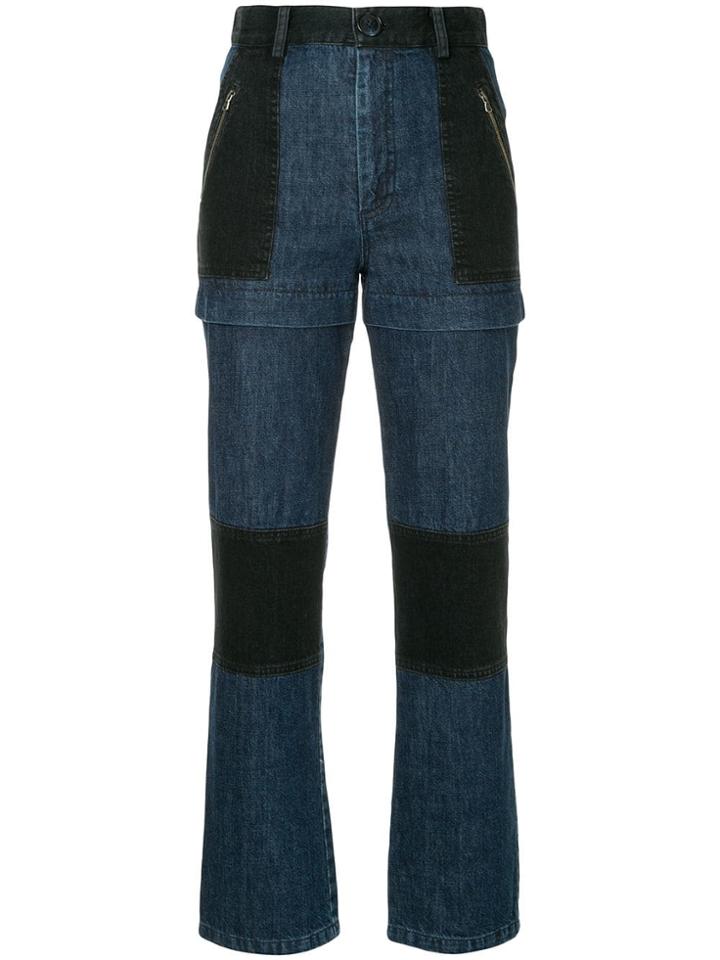 Sea Colour Block Jeans - Blue