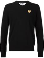 Comme Des Garçons Play Embroidered Heart Jumper, Men's, Size: Small, Black, Wool