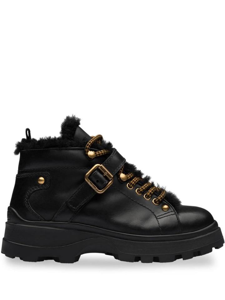 Miu Miu Ankle Platform Booties - Black