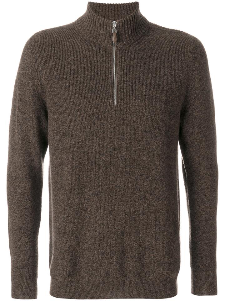 N.peal Half Zip Cashmere Jumper - Brown