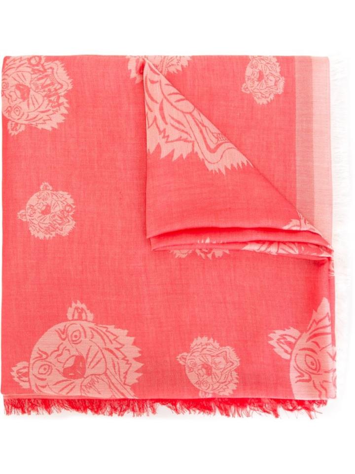 Kenzo 'mini Tiger' Scarf, Adult Unisex, Red, Cotton/modal