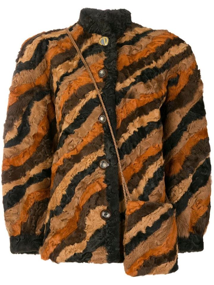 Christian Dior Pre-owned Patchwork Shearling Coat - Brown