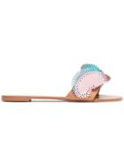Sophia Webster Pink Soleil Cutout Ruffle Leather Slides - Pink &