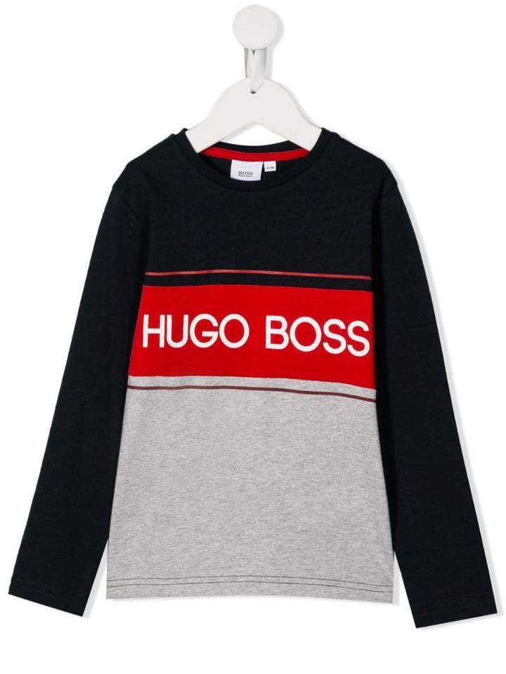 Boss Kids Long Logo T-shirt - Blue