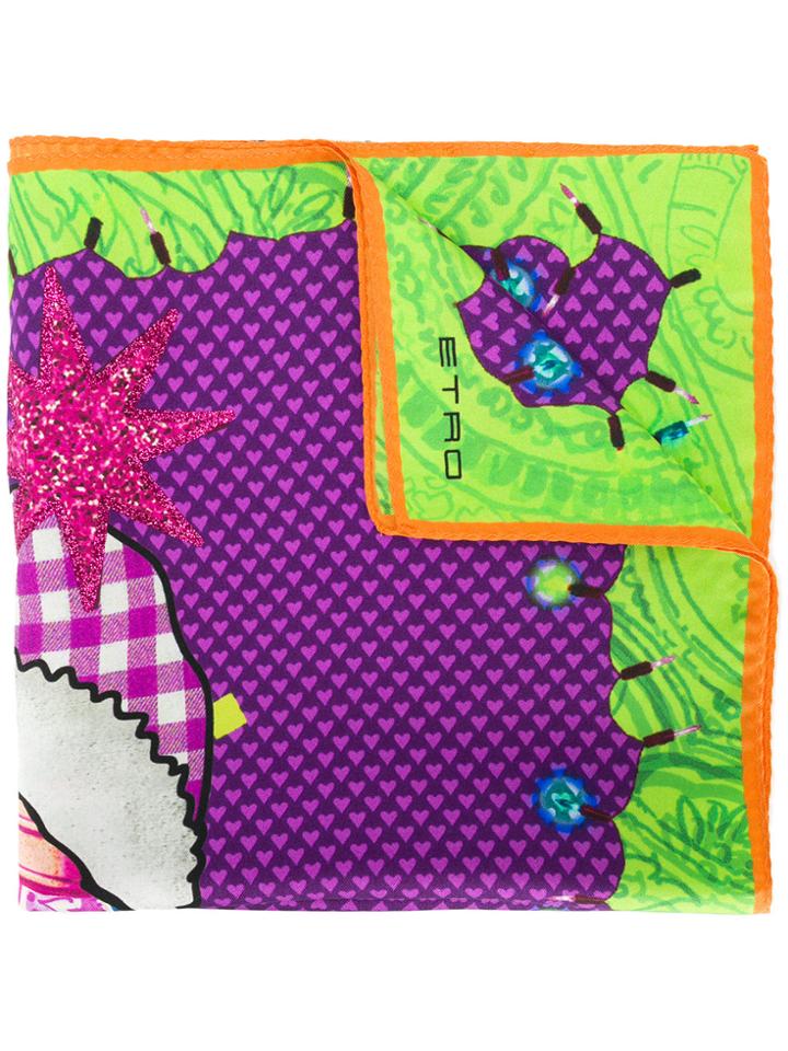 Etro King Of Christmas Scarf - Pink & Purple