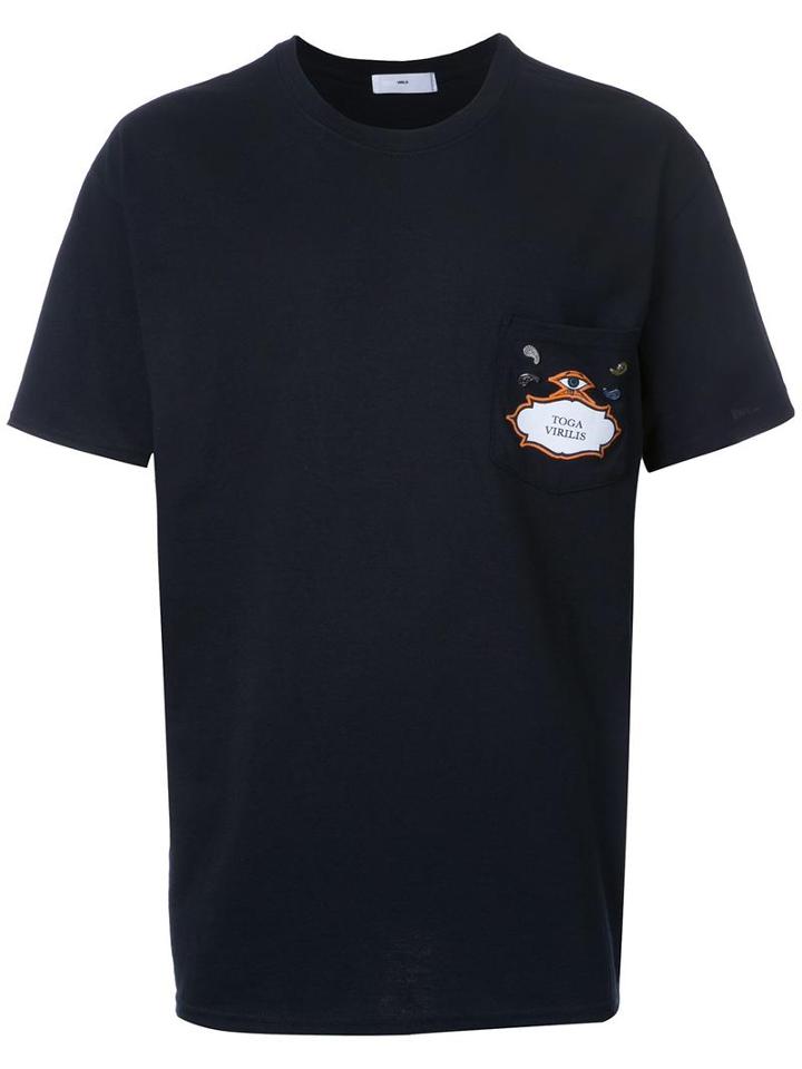 Toga Eye Print T-shirt, Men's, Size: 48, Blue, Cotton