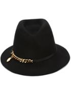 Stella Mccartney 'falabella' Chain Strap Fedora, Women's, Size: 59, Black, Wool