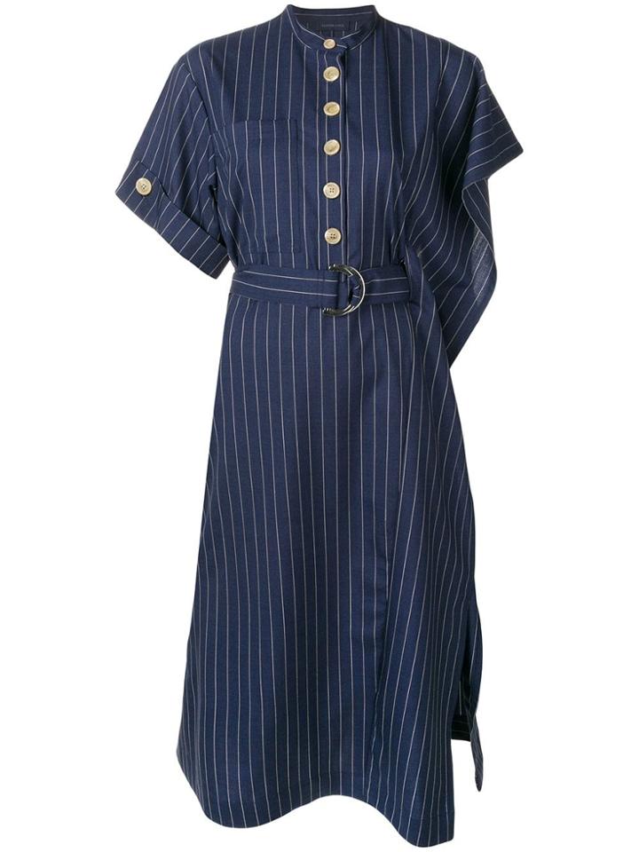 Eudon Choi Pinstripe Midi Dress - Blue