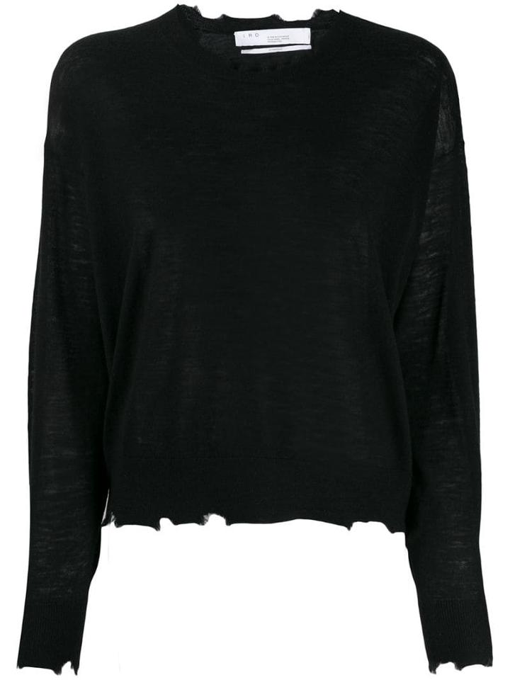 Iro Distressed Wool Knit Top - Black