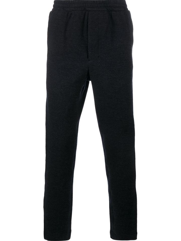 Ami Alexandre Mattiussi Tweed Track Pants, Men's, Size: 42, Blue, Cotton/polyamide/wool