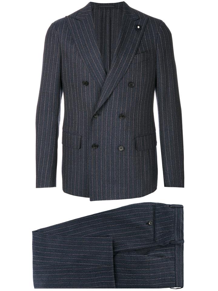 Lardini Striped Two Piece Suit - Blue