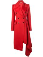 Alexander Mcqueen Asymmetric Double-breasted Coat - Red