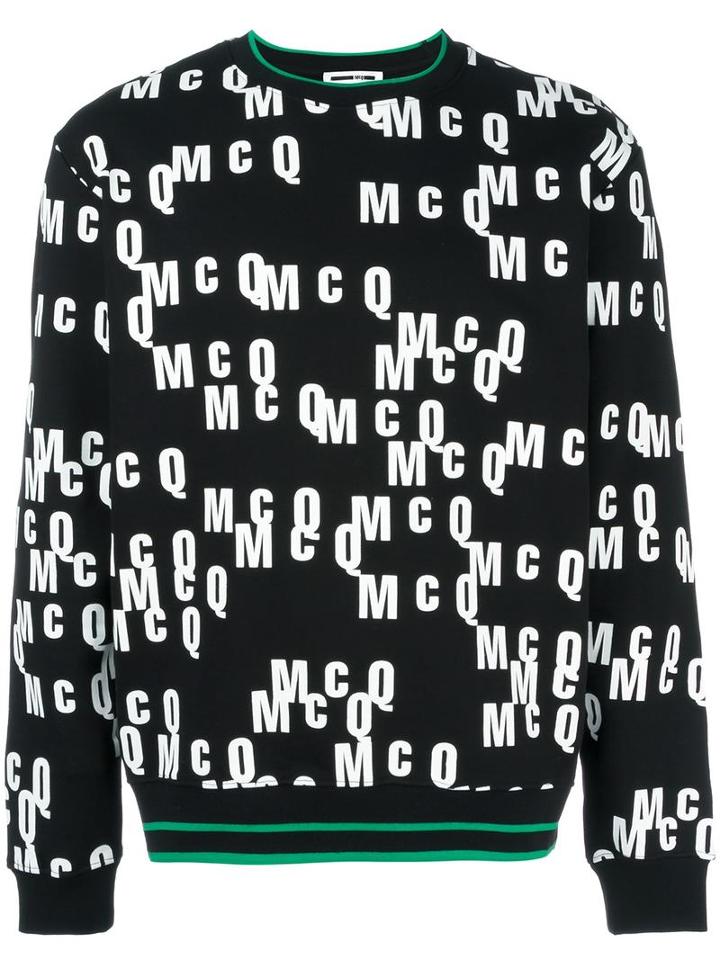 Mcq Alexander Mcqueen All-over Logo Print Sweatshirt, Men's, Size: Medium, Black, Cotton