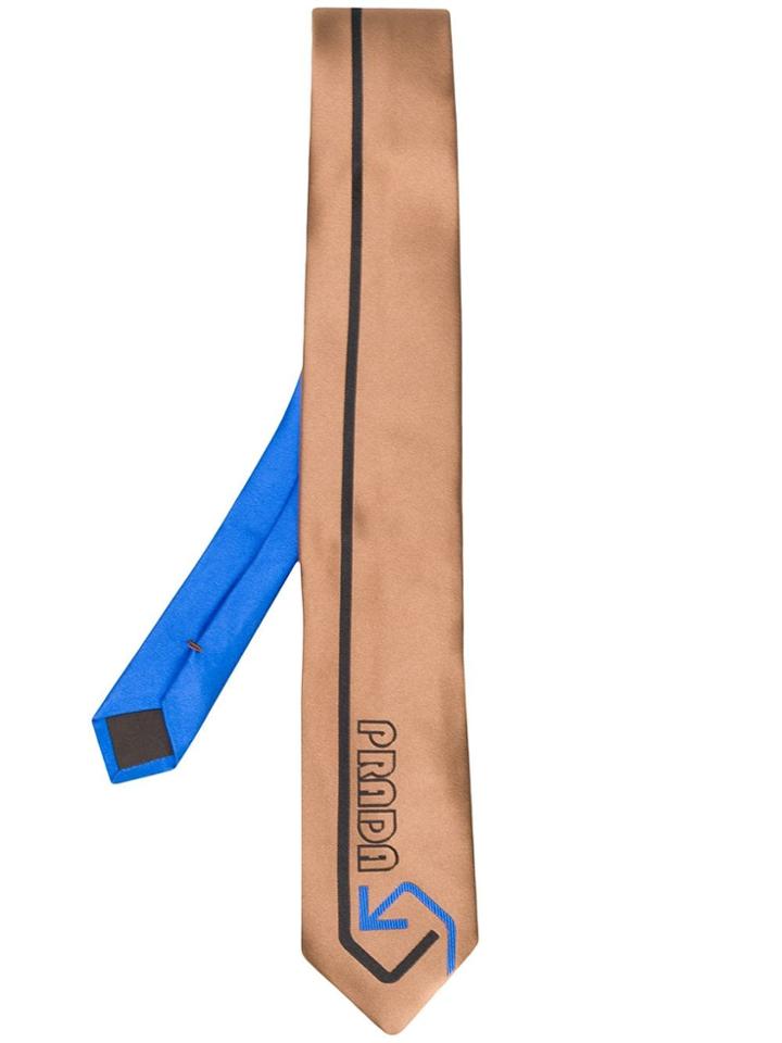 Prada Logo Printed Tie - Neutrals