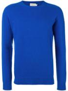 Moncler Classic Long Sleeve Jumper, Men's, Size: Medium, Blue, Virgin Wool