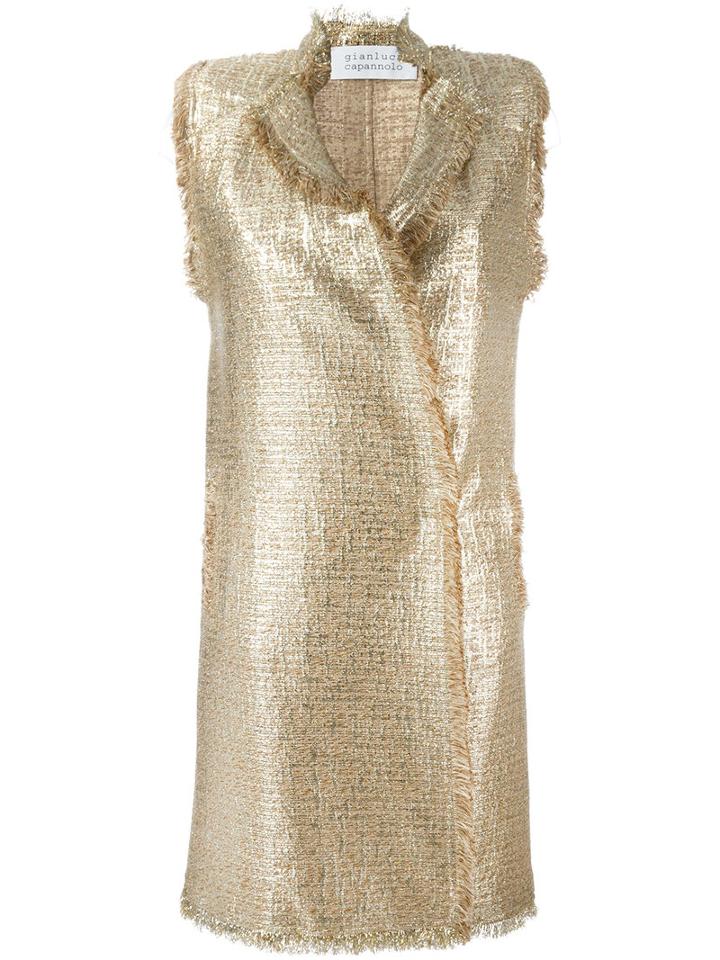 Gianluca Capannolo Frayed Trim Jacket, Women's, Size: 40, Grey, Cotton/acrylic/polyester/nylon