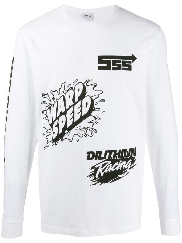 Sss World Corp Two-tone Printed Sweatshirt - White
