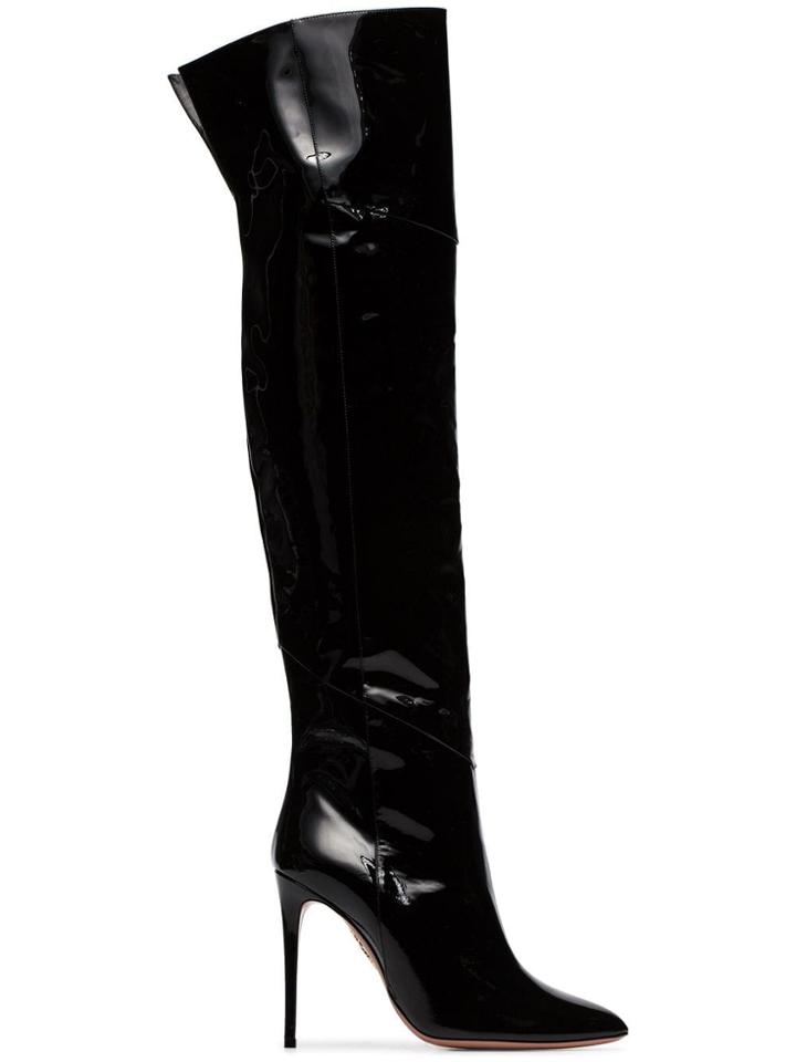 Aquazzura Alma 105 Patent Leather Boots - Black