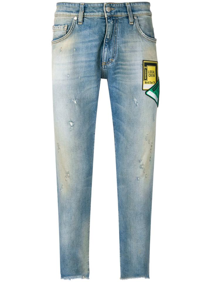 Represent Patchwork Distressed Jeans - Blue