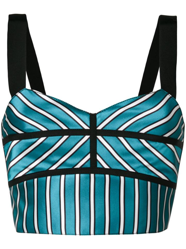 Self-portrait Cropped Striped Tank Top - Green