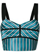 Self-portrait Cropped Striped Tank Top - Green