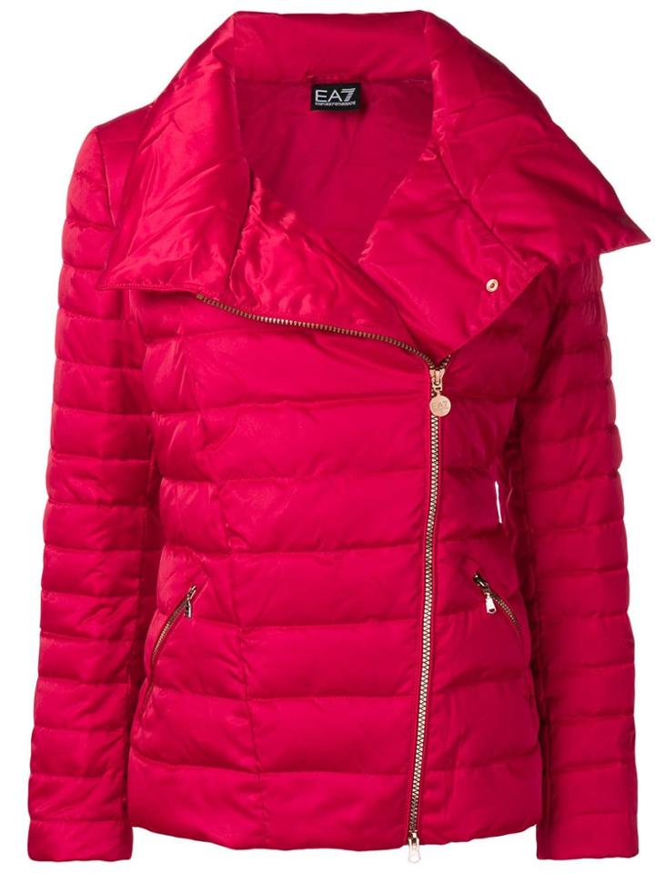 Ea7 Emporio Armani Oversized Collar Puffer Jacket - Red