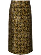 La Doublej Jacquard Pencil Skirt - Yellow & Orange