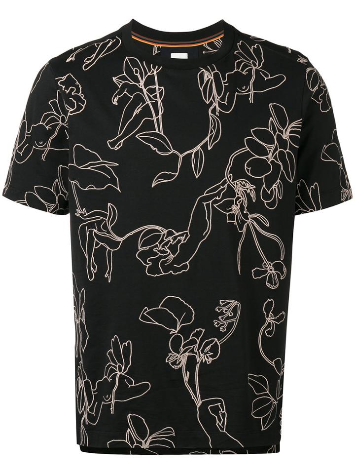 Paul Smith Embroidered Trim T-shirt, Men's, Size: Large, Black, Cotton