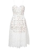 Self-portrait - Floral Laser-cut Flared Dress - Women - Polyester/spandex/elastane - 10, White, Polyester/spandex/elastane