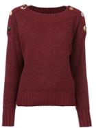 Veronica Beard Misc. Buttons Sweater - Red