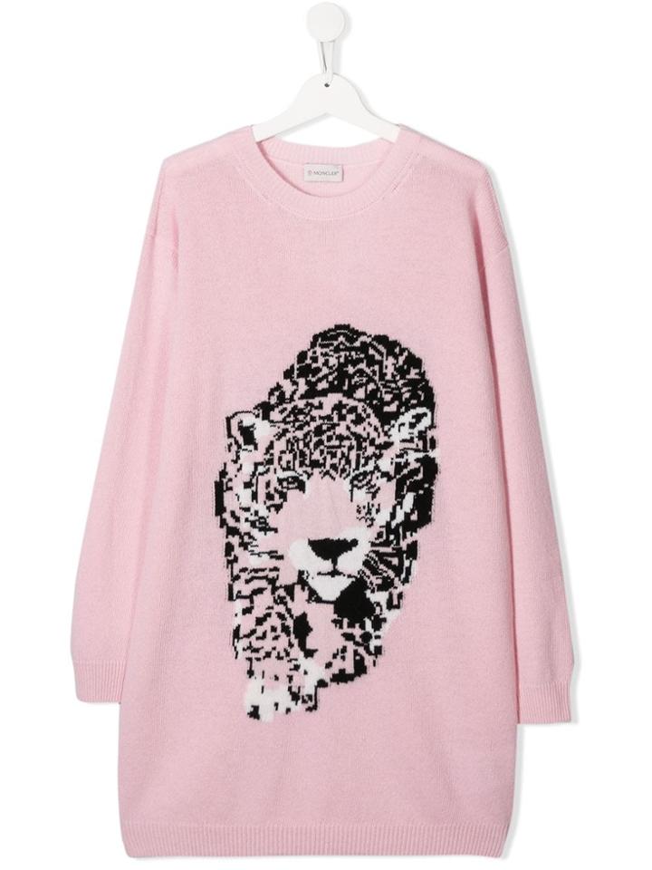 Moncler Kids Tiger Knit Dress - Pink