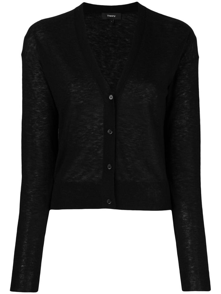 Theory Side Slit Cardigan - Black