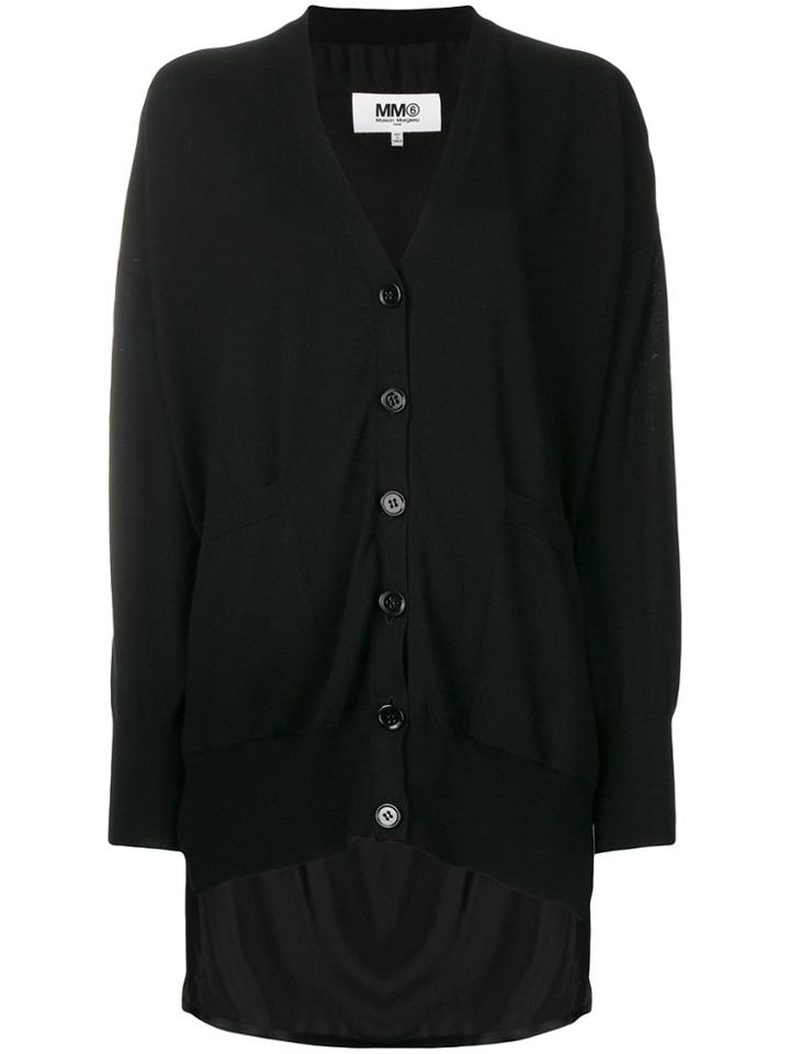 Mm6 Maison Margiela High Low Hem Cardigan - Black