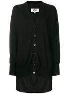 Mm6 Maison Margiela High Low Hem Cardigan - Black