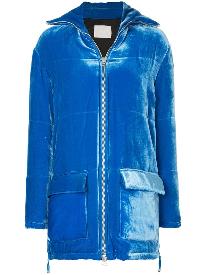 Dion Lee Velvet Puffer Jacket - Blue